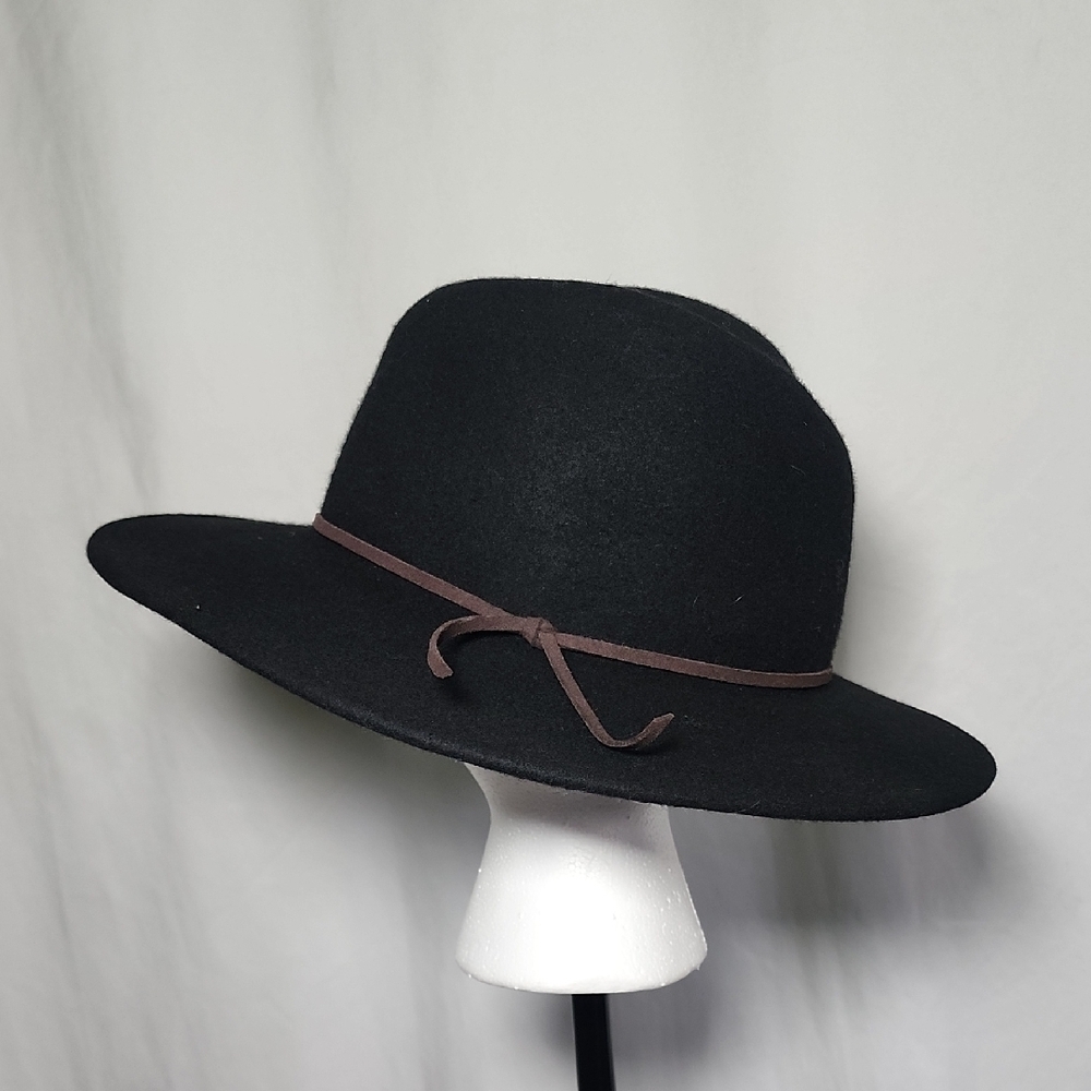 Wool  Black Fedora with Brown Band